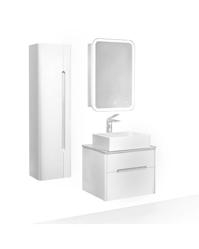 Зеркальный шкаф Jorno Bosko 50 Bos.03.50/W с подсветкой с часами