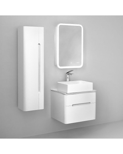 Зеркальный шкаф Jorno Bosko 60 Bos.03.60/W с подсветкой с часами