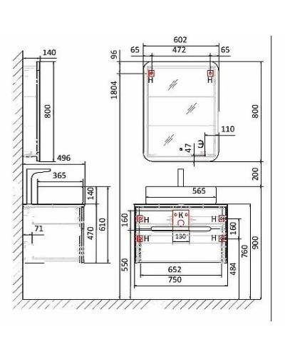 Зеркальный шкаф Jorno Bosko 60 Bos.03.60/W с подсветкой с часами