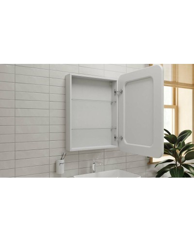 Зеркальный шкаф Jorno Bosko 60 Bos.03.60/W с подсветкой с часами