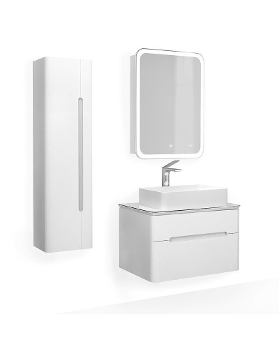 Зеркальный шкаф Jorno Bosko 60 Bos.03.60/W с подсветкой с часами