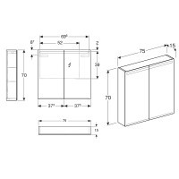 Зеркальный шкаф Geberit Smyle Square 75 500.205.00.1 подвесной Белый