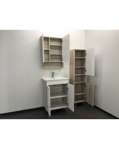 Зеркальный шкаф Comforty Клеон 60 00-00002045 Белый Дуб дымчатый