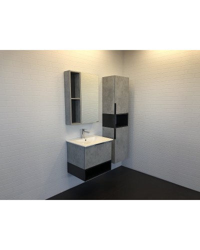 Зеркальный шкаф Comforty Франкфурт 60 00-00004331 Бетон светлый Черное матовое