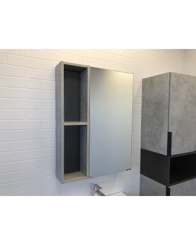 Зеркальный шкаф Comforty Франкфурт 60 00-00004331 Бетон светлый Черное матовое