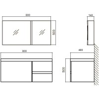Зеркальный шкаф 80х50 см темно-серый глянец BelBagno BB800PAC/TL