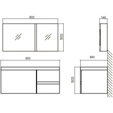 Зеркальный шкаф 80х50 см темно-серый глянец BelBagno BB800PAC/TL