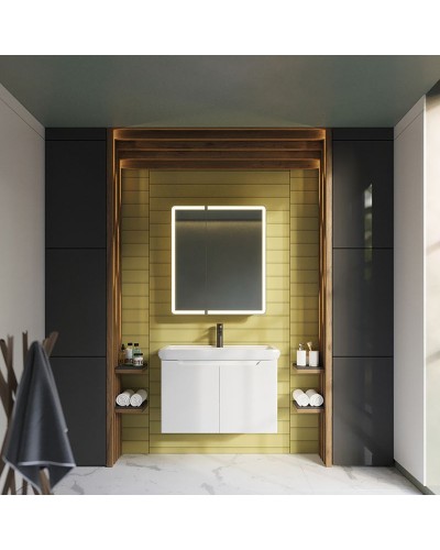 Зеркальный шкаф Dreja Point 70 99.9033 с подсветкой Белый с инфракрасным выключателем