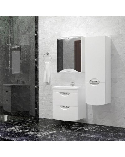 Зеркальный шкаф Style Line Жасмин 2 50 С Люкс ЛС-000010038 с подсветкой Белый глянец