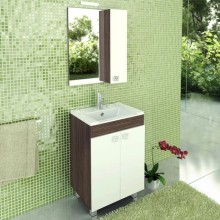 Зеркальный шкаф 60х70 см дуб солсбери/белый глянец Comforty Рио 00003126981