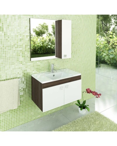 Зеркальный шкаф 79,6х75 см дуб солсбери/белый глянец Comforty Рио 00003126982