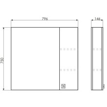 Зеркальный шкаф 79,6х75 см дуб солсбери/белый глянец Comforty Рио 00003126982