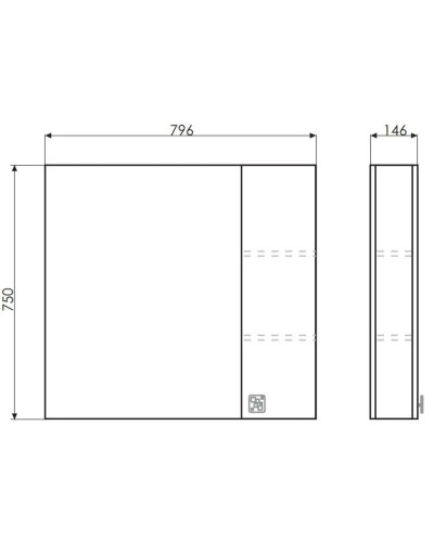 Зеркальный шкаф 79,6х75 см дуб солсбери/белый глянец Comforty Рио 00003126982