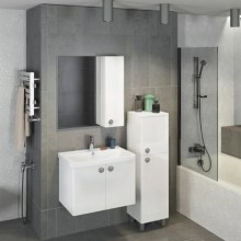 Зеркальный шкаф 70х75 см белый глянец Comforty Флоренция 00003130350