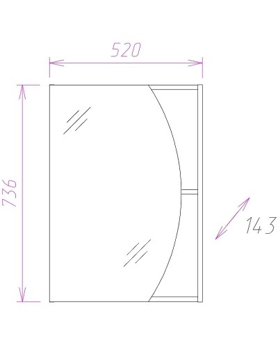 Зеркальный шкаф Onika Дуэт 52.00 205207 Венге луизиана Бодега светлый