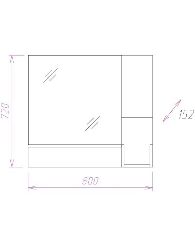 Зеркало со шкафом Onika Санторини 80.00 R 208089 Дуб белый крафт