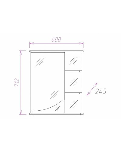 Зеркальный шкаф Onika Виола 60.01 L 206003 с подсветкой Белый