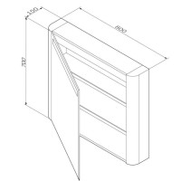 Зеркальный шкаф 80х70 см серый шелк глянец L Am.Pm Sensation M30MCL0801FG