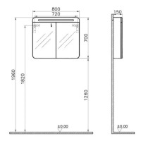 Зеркальный шкаф 80х70 см дуб Vitra Sento 60896