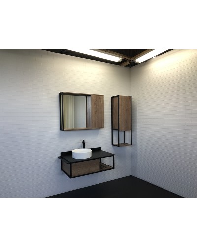 Зеркальный шкаф Comforty Лиссабон 90 00-00006136 Дуб темный