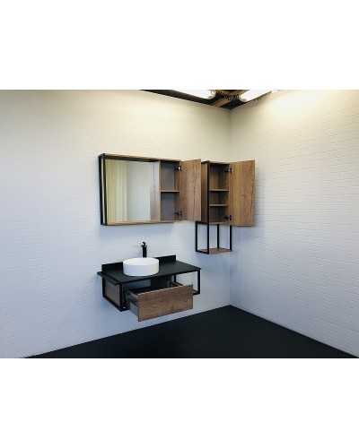 Зеркальный шкаф Comforty Лиссабон 90 00-00006136 Дуб темный