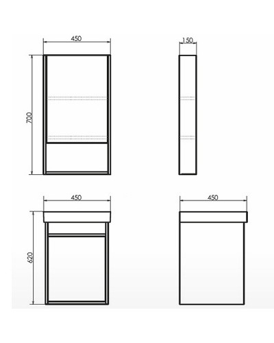 Зеркальный шкаф Comforty Вена 45 00-00006652 Дуб дымчатый