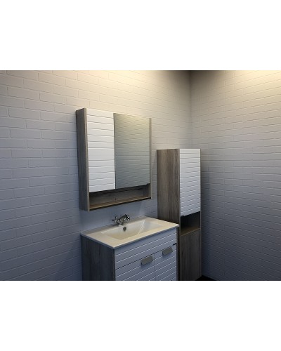 Зеркальный шкаф Comforty Клеон 75 00-00004755 Белый Дуб крафт