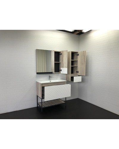 Зеркальный шкаф Comforty Страсбург 90 00-00006573 Дуб дымчатый