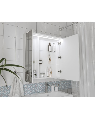 Зеркальный шкаф 1MarKa Соната 75 Ц0000007616 с подсветкой  Белый глянец