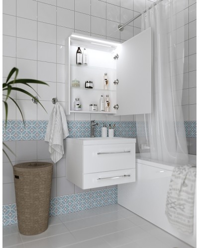 Зеркальный шкаф 1MarKa Соната 60 Ц0000007617 с подсветкой  Белый глянец