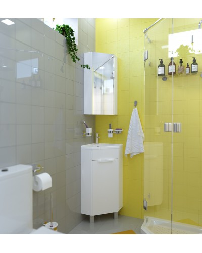 Зеркальный шкаф 1MarKa Penta 43П Ц0000005168 угловой Белый глянец