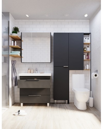 Зеркальный шкаф 1MarKa Gaula 80 У92543 Графит матовый