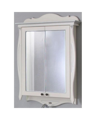 Зеркальный шкаф 78х115 см слоновая кость серебряная патина Atoll Ривьера