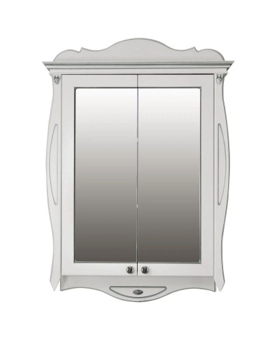 Зеркальный шкаф 78х115 см слоновая кость серебряная патина Atoll Ривьера