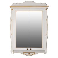 Зеркальный шкаф 78х115 см слоновая кость золотая патина Atoll Ривьера