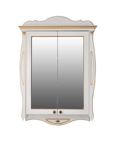 Зеркальный шкаф 78х115 см слоновая кость золотая патина Atoll Ривьера