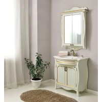 Зеркальный шкаф 78х115 см слоновая кость золотая патина Atoll Ривьера