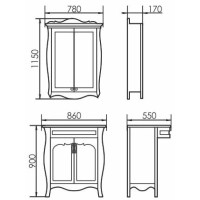Зеркальный шкаф 78х115 см слоновая кость золотая патина Atoll Ривьера