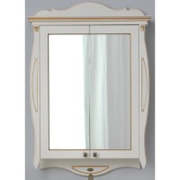 Зеркальный шкаф 78х115 см слоновая кость золотая патина Atoll Ривьера