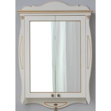 Зеркальный шкаф 78х115 см слоновая кость золотая патина Atoll Ривьера