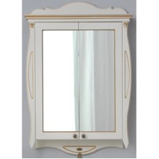 Зеркальный шкаф 78х115 см слоновая кость золотая патина Atoll Ривьера