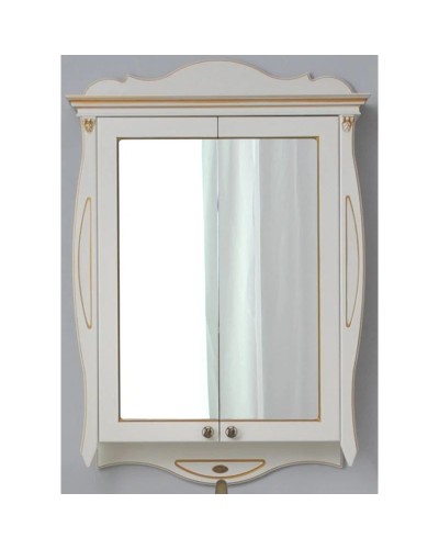 Зеркальный шкаф 78х115 см слоновая кость золотая патина Atoll Ривьера