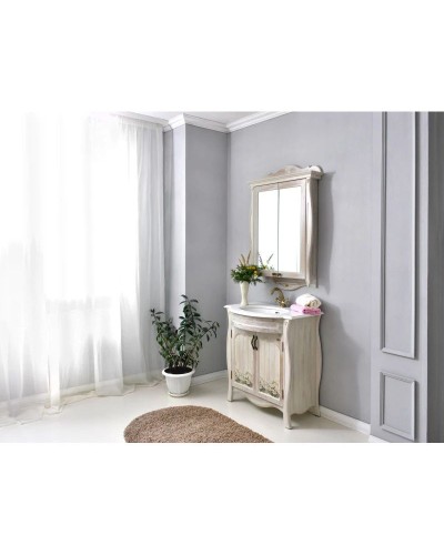 Зеркальный шкаф 78х115 см белое дерево Atoll Ривьера