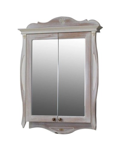 Зеркальный шкаф 78х115 см белое дерево Atoll Ривьера