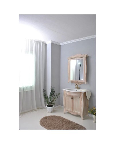 Зеркальный шкаф 78х115 см персик Atoll Ривьера