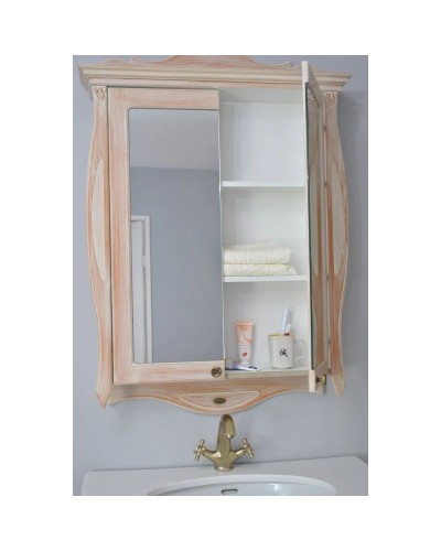 Зеркальный шкаф 78х115 см персик Atoll Ривьера