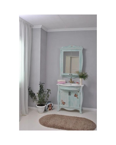 Зеркало-шкаф 78х115 см голубой Atoll Ривьера