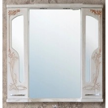 Зеркальный шкаф 92х96,5 см белое дерево медная патина Atoll Барселона