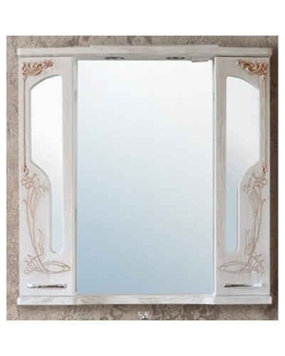 Зеркальный шкаф 92х96,5 см белое дерево медная патина Atoll Барселона