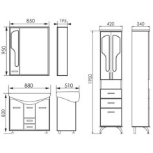 Зеркальный шкаф 85х95 см белое дерево медная патина Atoll Барселона